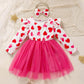 Sinhoon Baby Girls Valentine'S Day Outfits Long Sleeve Heart Print Tutu Skirts Ruffle Dress Toddler Girl Clothes(Rose Red,4-5T)