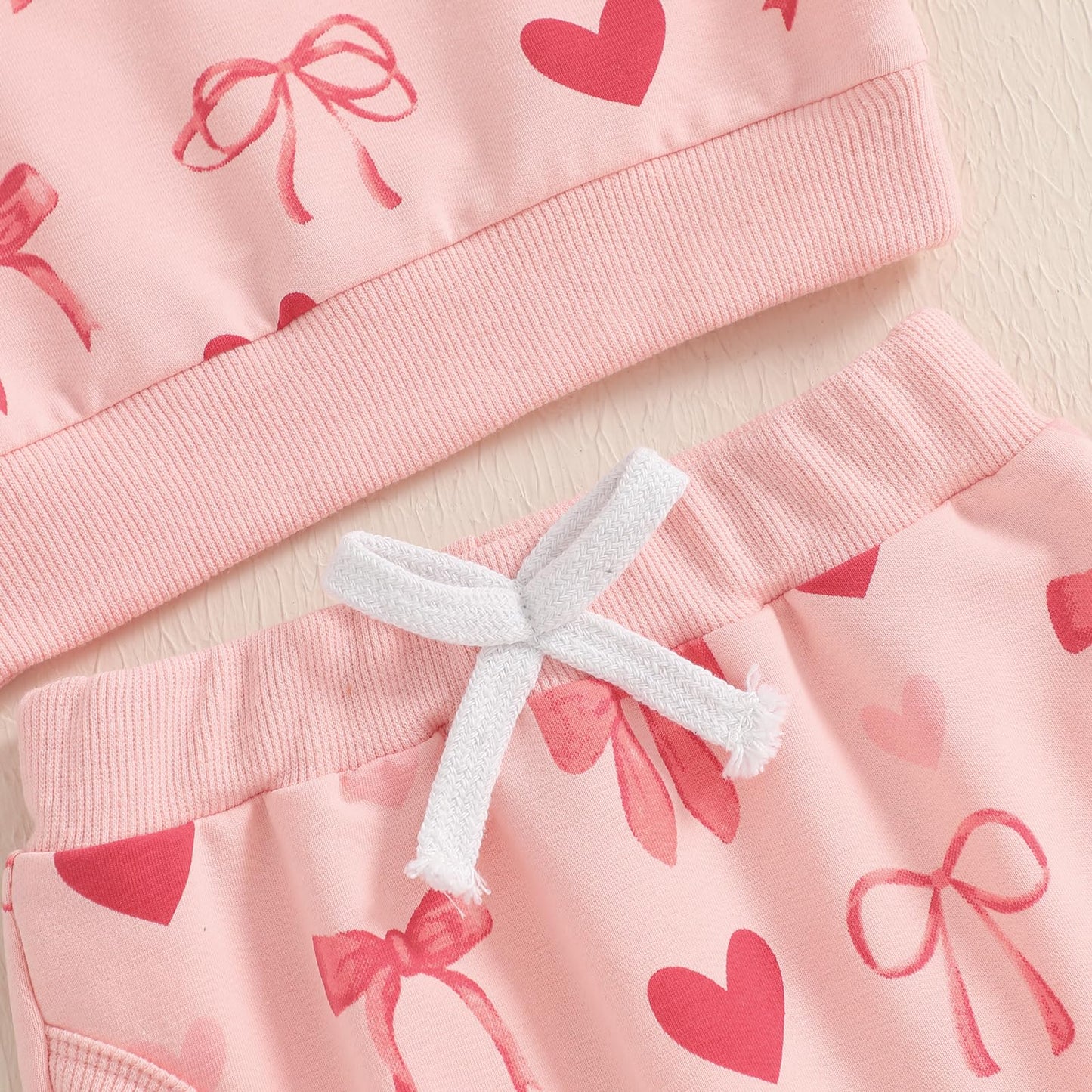 Fybitbo Toddler Baby Girl Valentines Outfit Heart Print Long Sleeve Ruffle Sweatshirt Pants Set 2Pcs Fall Winter Clothes (Heart