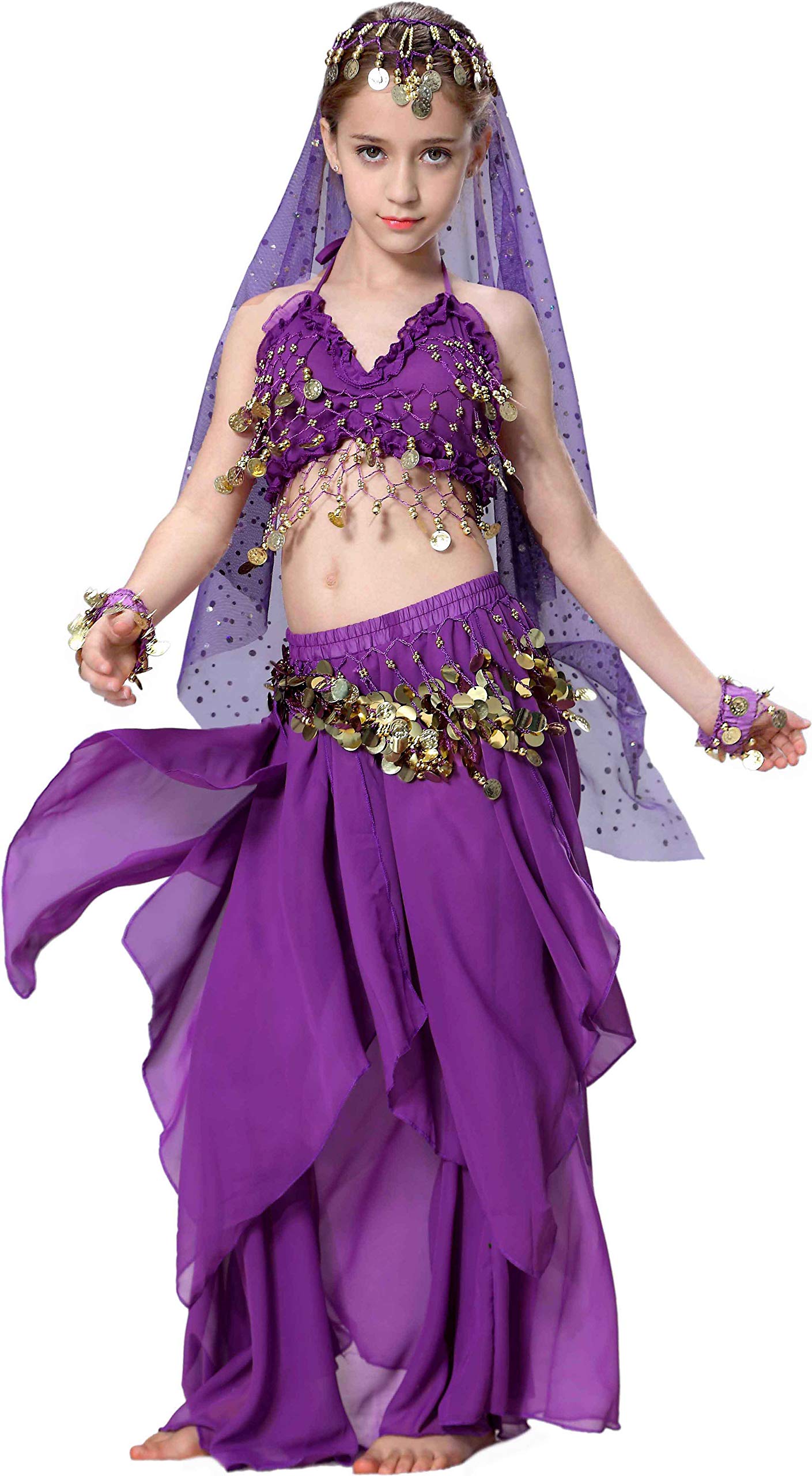 Breevo Purple Genie Costume For Girls Toddler Halloween Costume Kids 4T 4 5 6 7 8 10 12 14 16