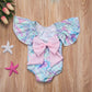 Enhill Toddler Infant Baby Girls Shiny Fish Scales Ruffles Sleeve Swimsuit One Piece Swimwear (3-4 Years) Colorful