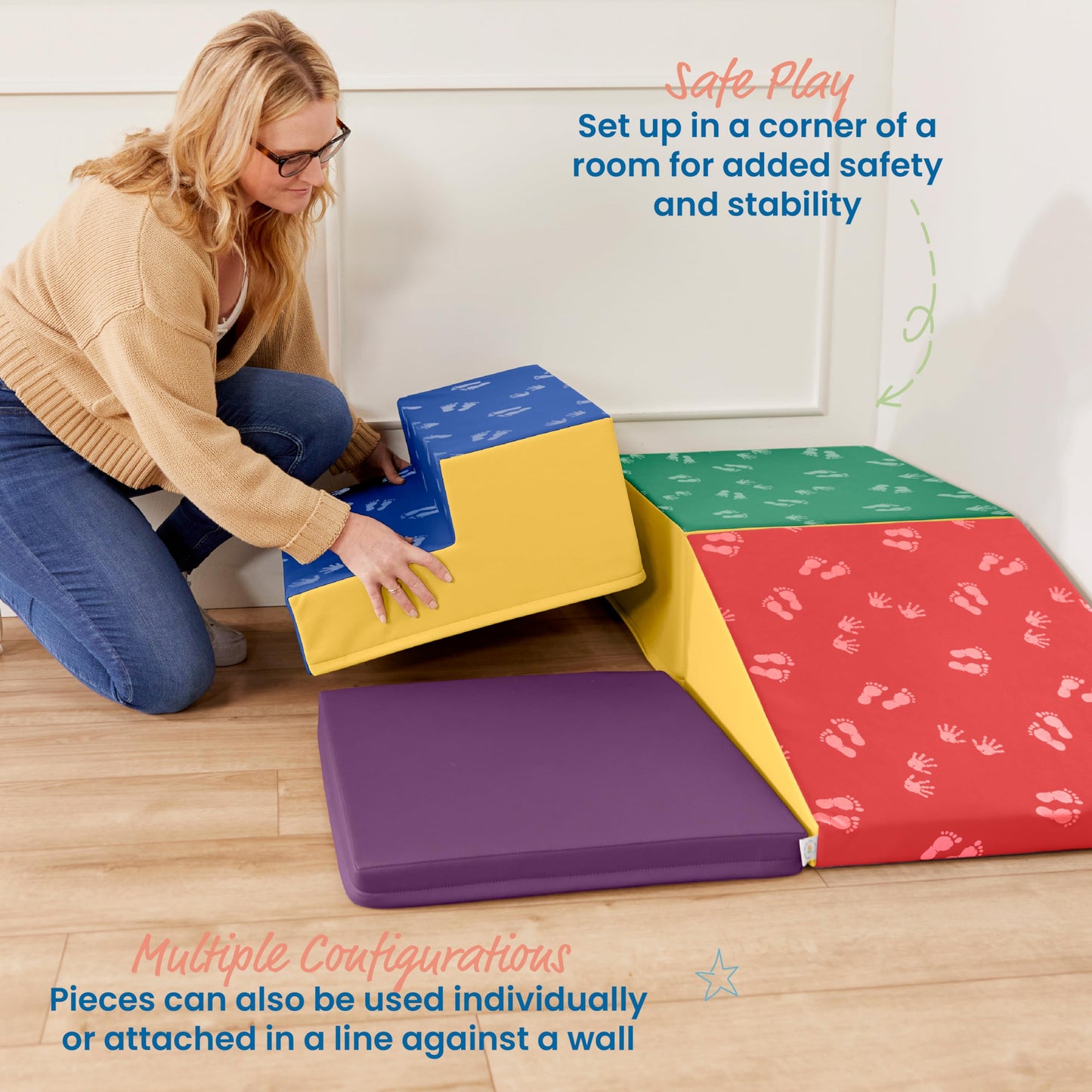 Ecr4Kids Softzone Little Me Corner Climber, Toddler Playset, Assorted, 4-Piece