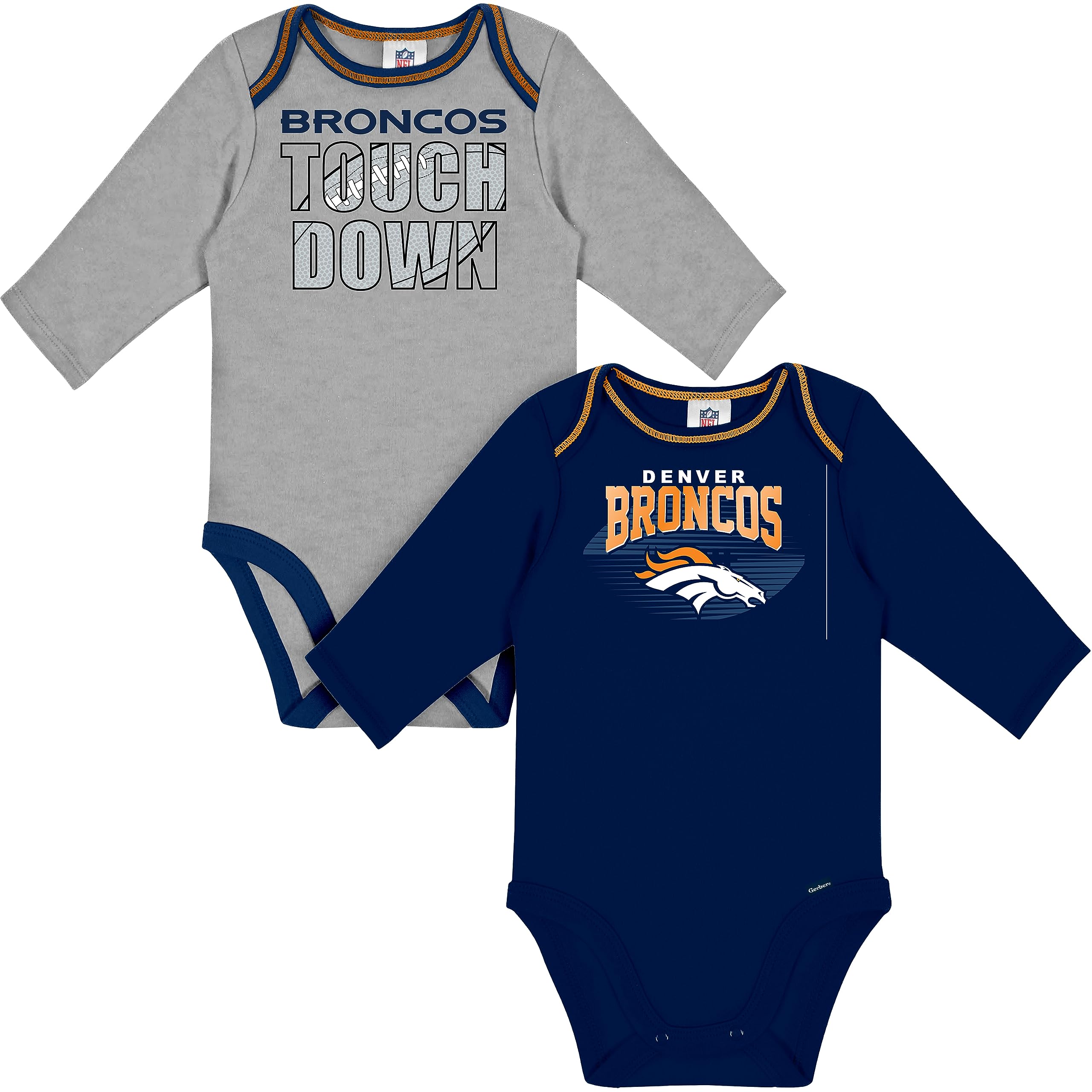 Nfl Gerber Unisex Baby 2 Pack Long Sleeve Onesie Bodysuit, Team Color, – Cutebab WBBAPB0BMSNSC24