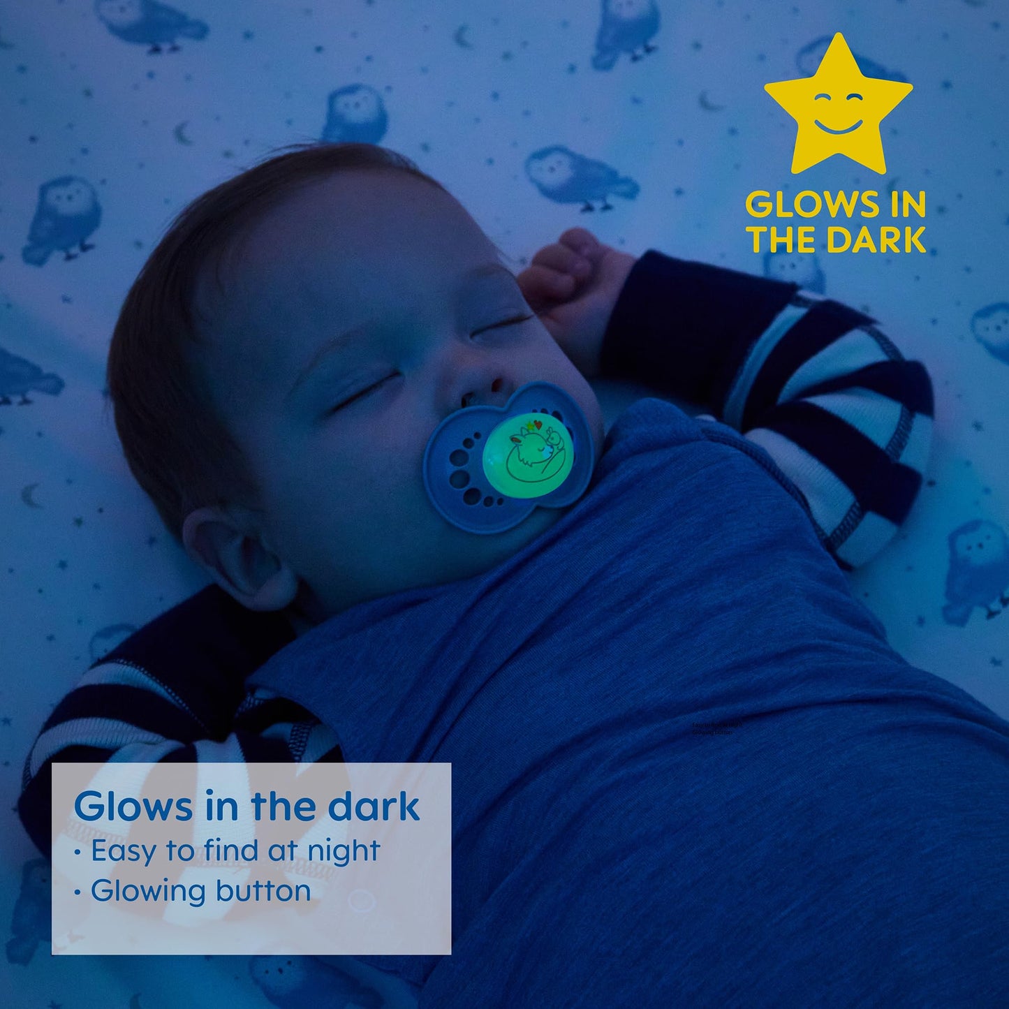 Pacifier, 0-6 Months, Night Collection, Unisex 2-Count