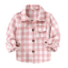 Kids Little Boys Girls Baby Long Sleeve Button Down Red Plaid Flannel Shirt Plaid Girl Boy Nb-6T(3-4T, Pink-A)