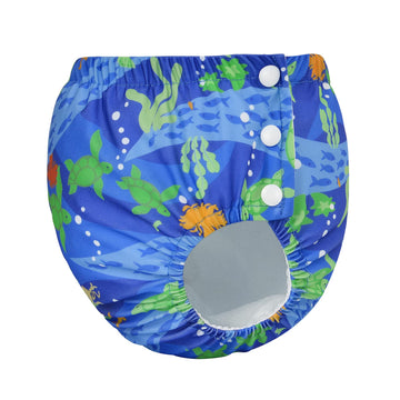 Durio Swim Diaper Washable Swimming Diapers Unisex Toddler Newborn Swim Diaper Reusable Girls Boy B Blue Seaworld 12-18 Months