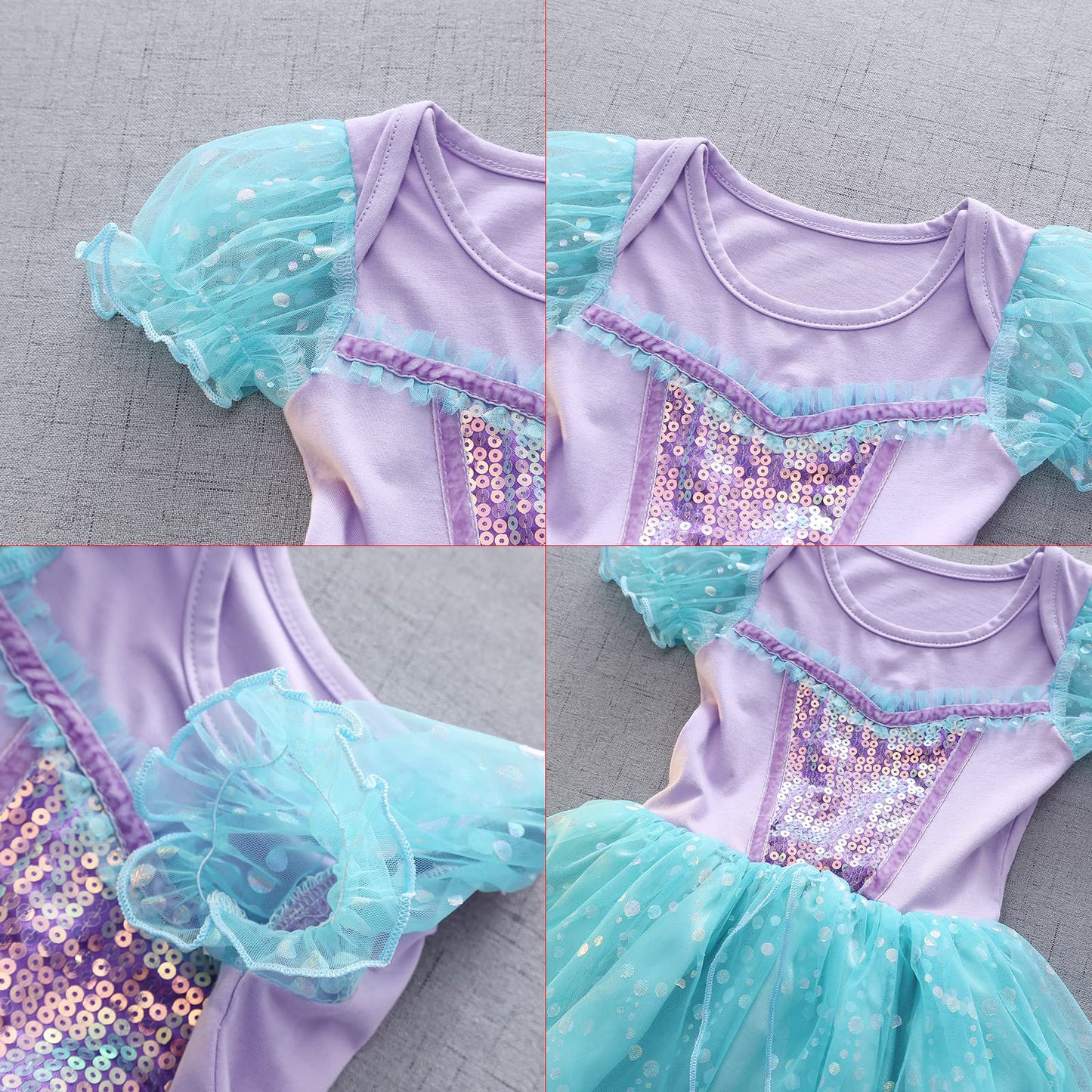 Dressy Daisy Infant Baby Girl Princess Mermaid Romper Costumes Onesie Dress Bodysuit With Headband Halloween Birthday Party Fanc