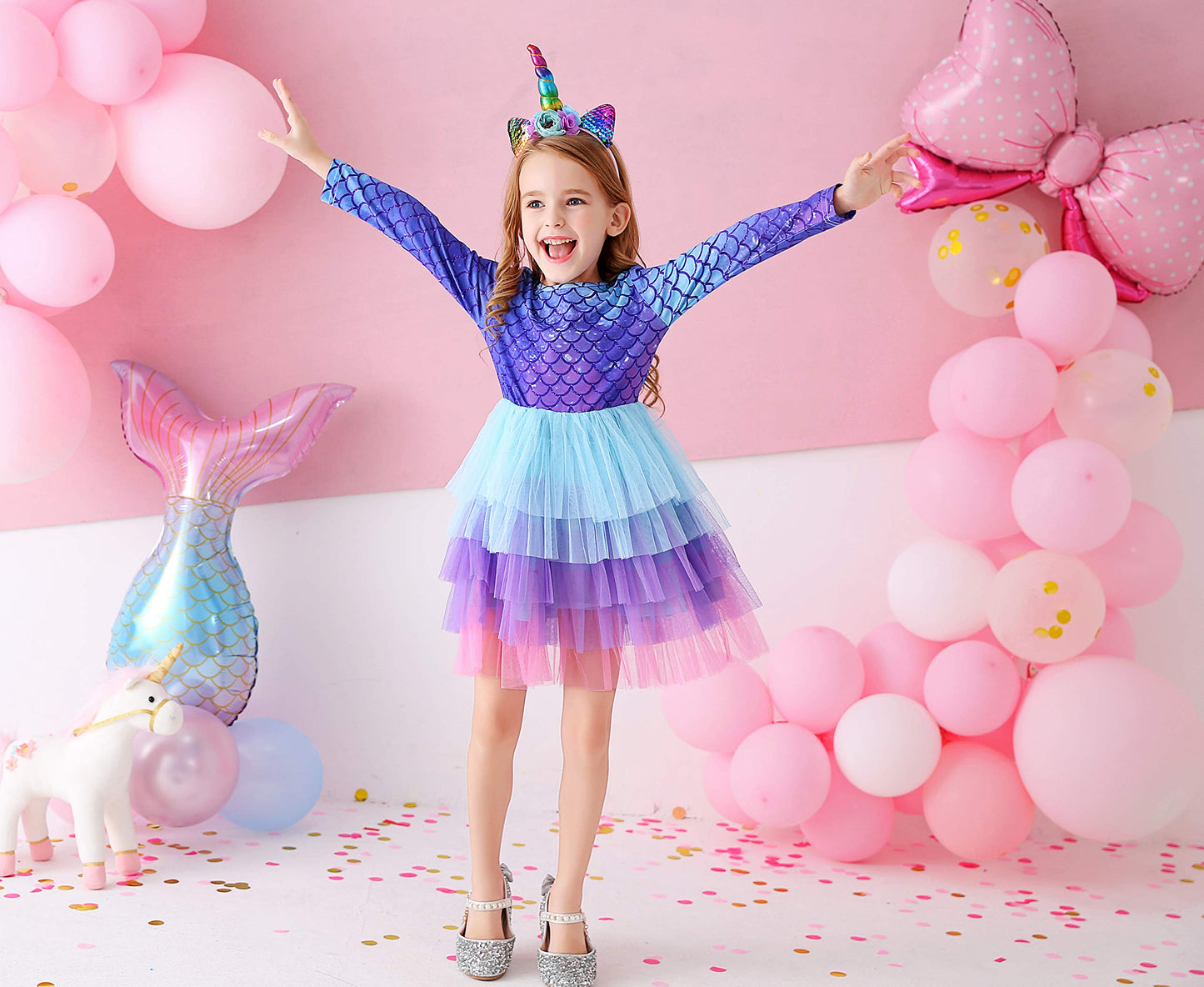 Dxton Baby Girl Winter Tutu Dress For Toddler Long Sleeve Party Dress Lh4595 6T