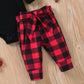 Aalizzwell Infant Baby Girls Christmas Outfits Ribbed Bodysuit Romper Buffalo Plaid Pants Set Fall Winter Xmas Clothes 3-6 Month