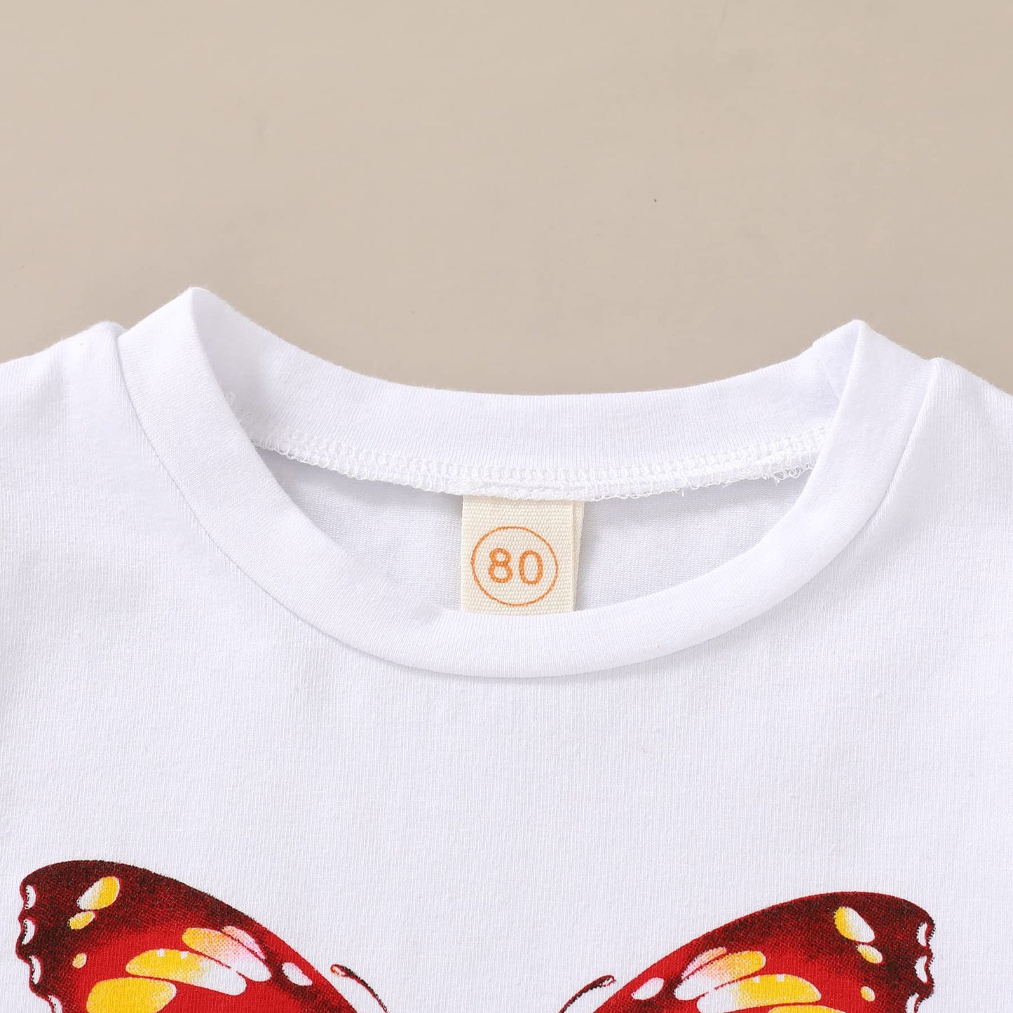 Younger Tree Toddler Baby Girl Clothes Girls Summer Outfit Butterfly Print Tshirt Red Shorts With Belt Clothing For Baby Girl (B