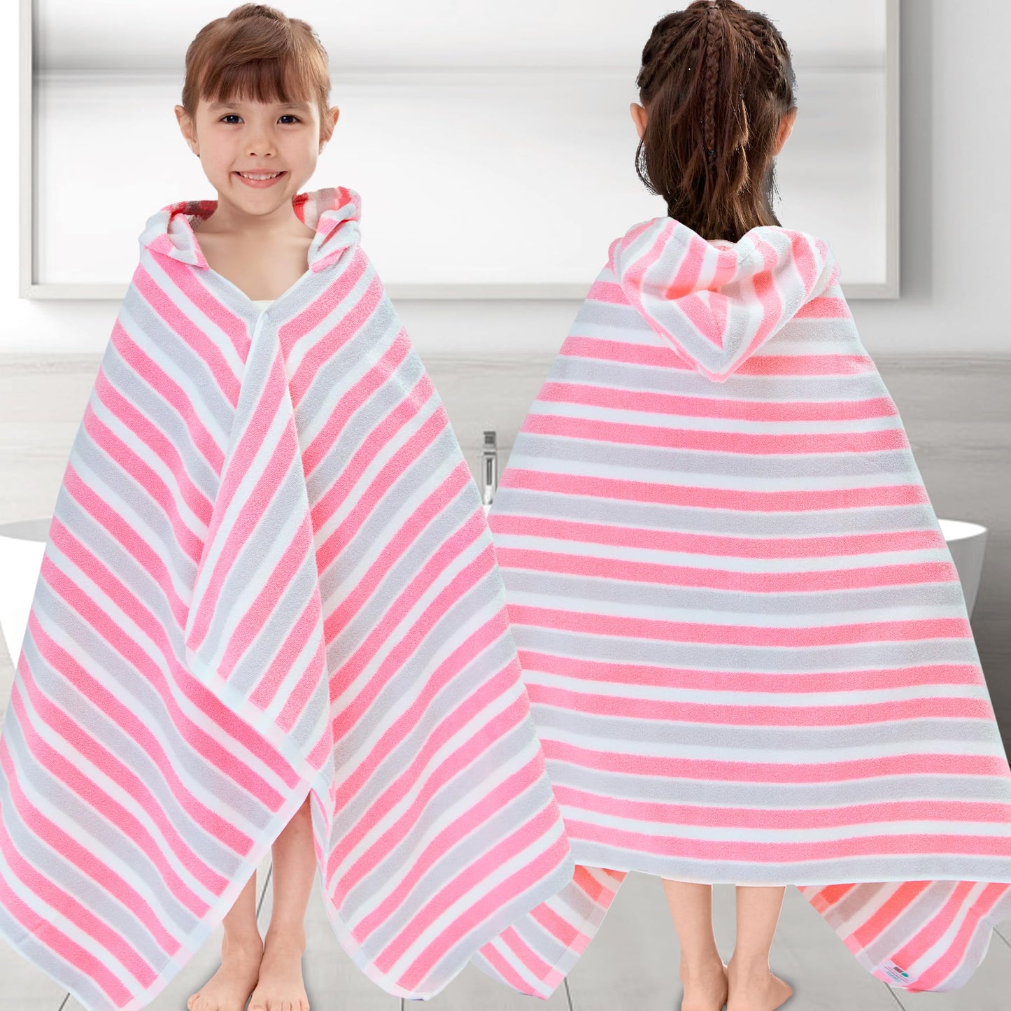 Voova & Movas Hooded Towels For Kids - 100% Cotton (3-10Years) - Quick Dry Absorbent Lightweight Wrap Towel For Pool | Swim | Be