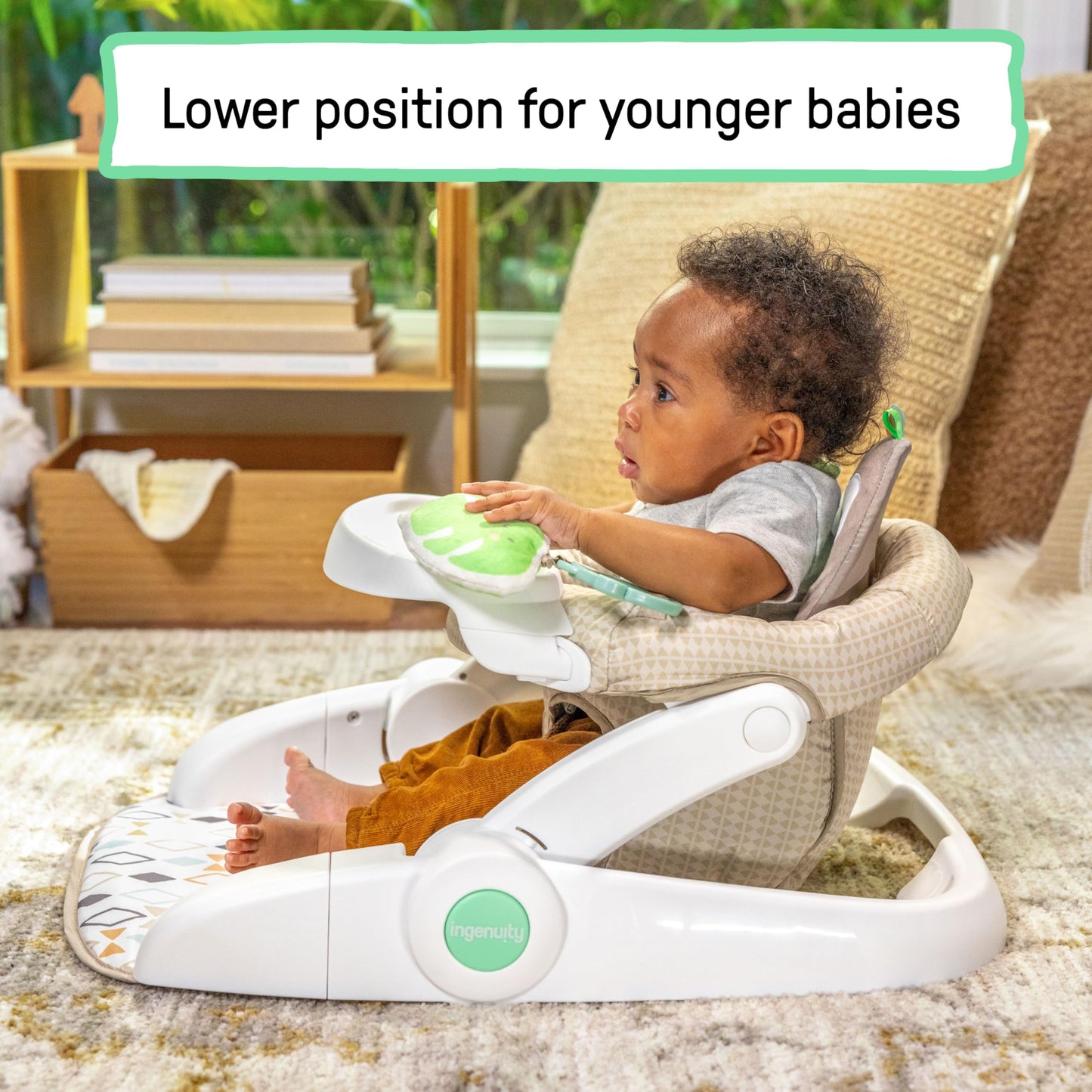 Ingenuity Prop Spot Learn-To-Sit Floor Seat For Baby, Removable Tray, 2 Linkable Toys, Tummy Time Mat, Unisex, For Ages 4-12 Mon