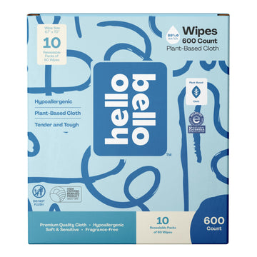 Hello Bello Extra Gentle Unscented Baby Wipes, Plant Based, Made With 99% Water And Aloe For Babies And Kids, 60 Count (Pack Of