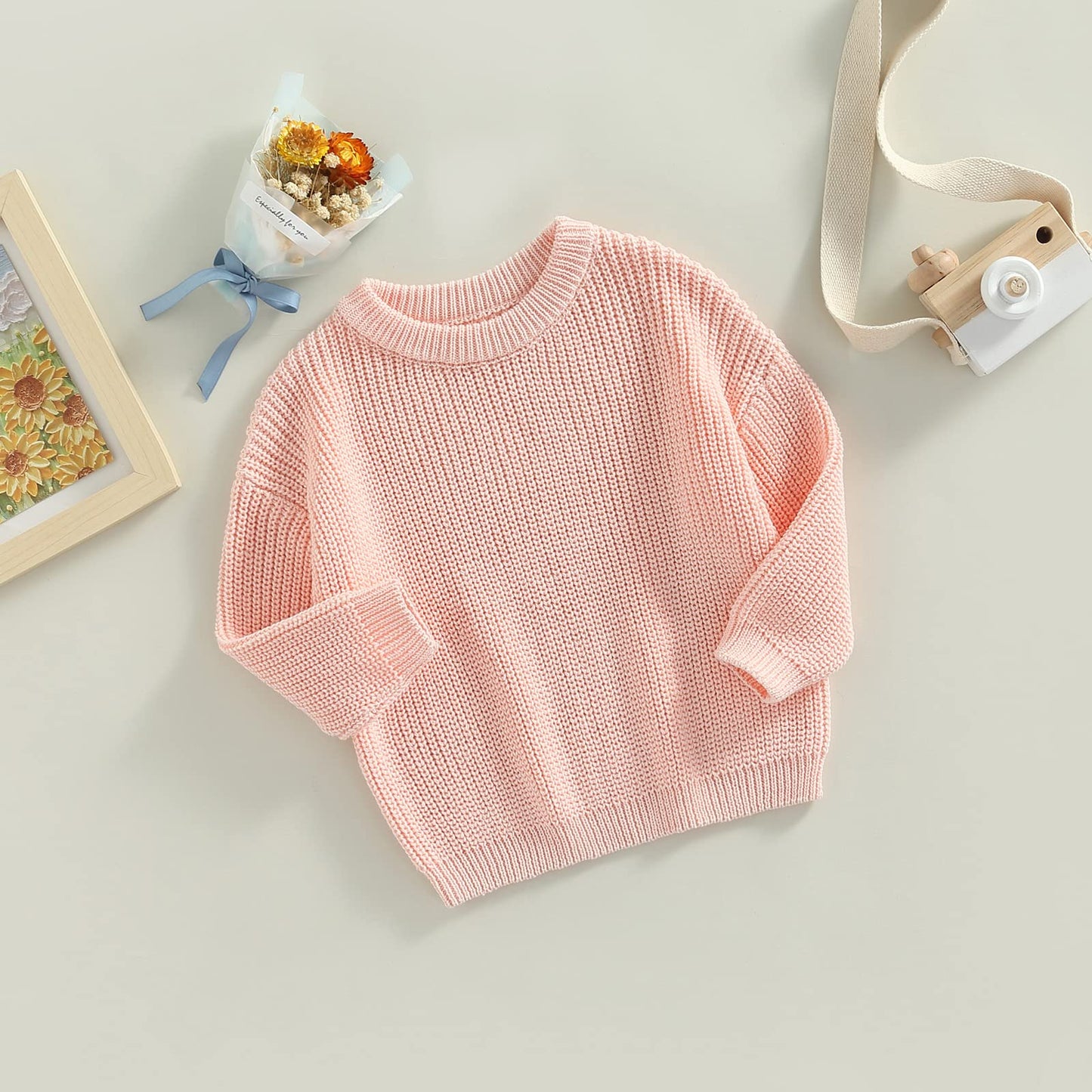 Afunbaby Baby Girl Boy Knit Sweater Blouse Pullover Sweatshirt Warm Crewneck Long Sleeve Tops For Infant Toddler (18-24 Months,L