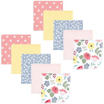 Hudson Baby Unisex Baby Flannel Cotton Washcloths, Modern Botanical 10 Pack, One Size