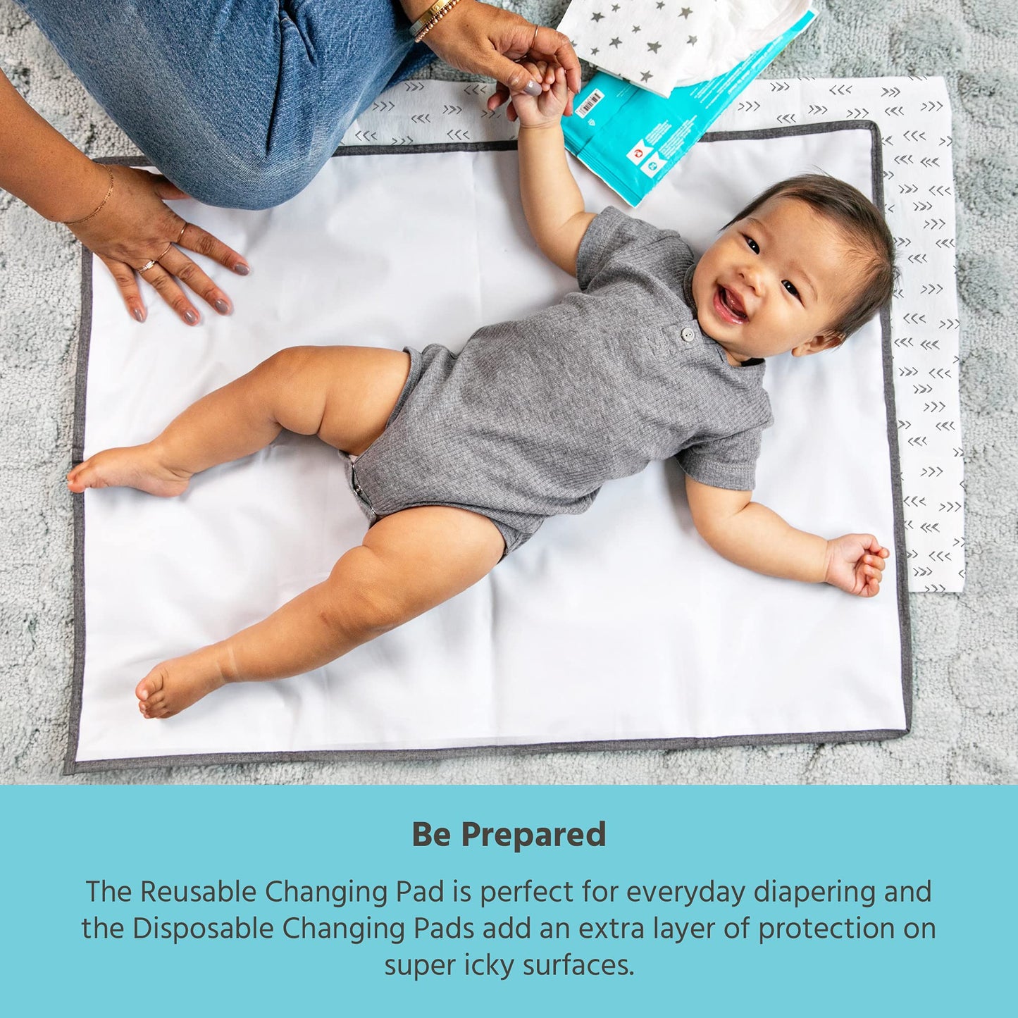 Healthy Habits By J.L. Childress Baby Changing Pad Bundle - Portable Padded Diaper Changing Pad With Pocket Plus 3 Disposable Ch
