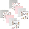 Hudson Baby Unisex Baby Flannel Cotton Washcloths 10-Pack, Wild Forest Pink, One Size