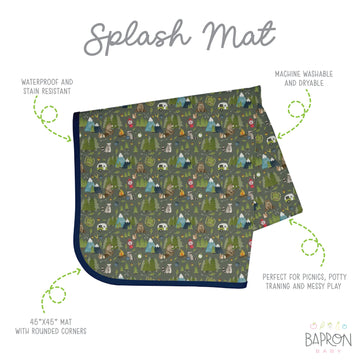 Bapronbaby Camping Bears Splash Mat - Waterproof Catch-All For Under High Chairs, Floors, Tables, Playtime Or Arts & Crafts - Ma