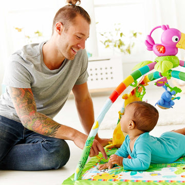Fisher-Price Baby Playmat Rainforest Music & Lights Deluxe Gym With 10+ Activities & Toys For Developmental Play For Newborns Ag