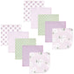 Hudson Baby Unisex Baby Flannel Cotton Washcloths, Purple Dainty Floral 10 Pack, One Size