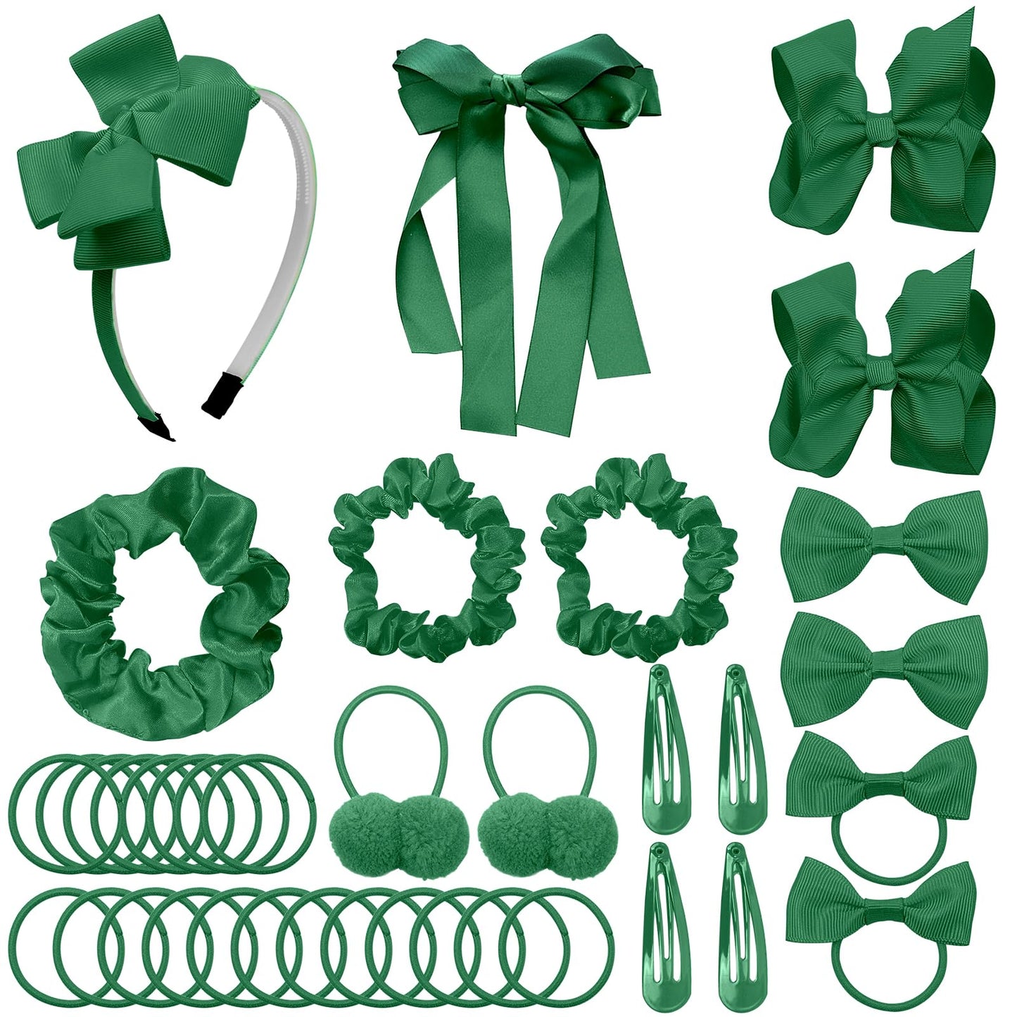 Lacgo Pack Of 37 Hair Bow Accessories - School Uniform Hair Clips Grosgrain Bow Headband Ribbon Alligator Ponytail Holder For To