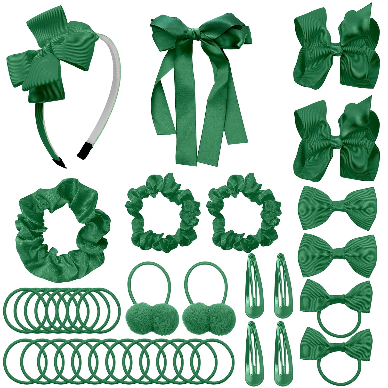 Lacgo Pack Of 37 Hair Bow Accessories - School Uniform Hair Clips Grosgrain Bow Headband Ribbon Alligator Ponytail Holder For To