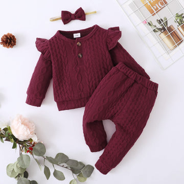 Toddler Baby Girl Clothes Top Pants Set Baby Girl Outfit Cute Baby Girl Gifts Baby Clothes Girl Clothing Maroon 18-24 Months Gir