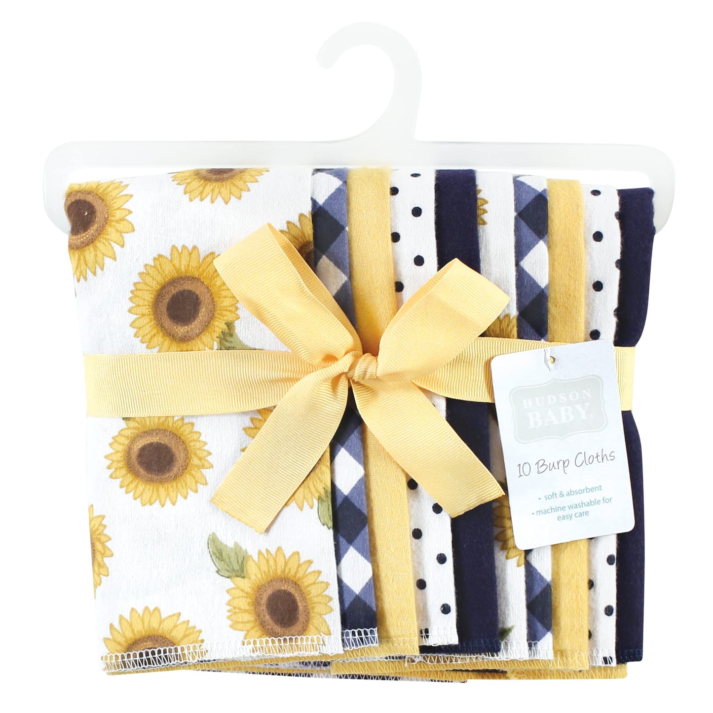 Hudson Baby Unisex Baby Cotton Flannel Burp Cloths, Sunflower, One Size