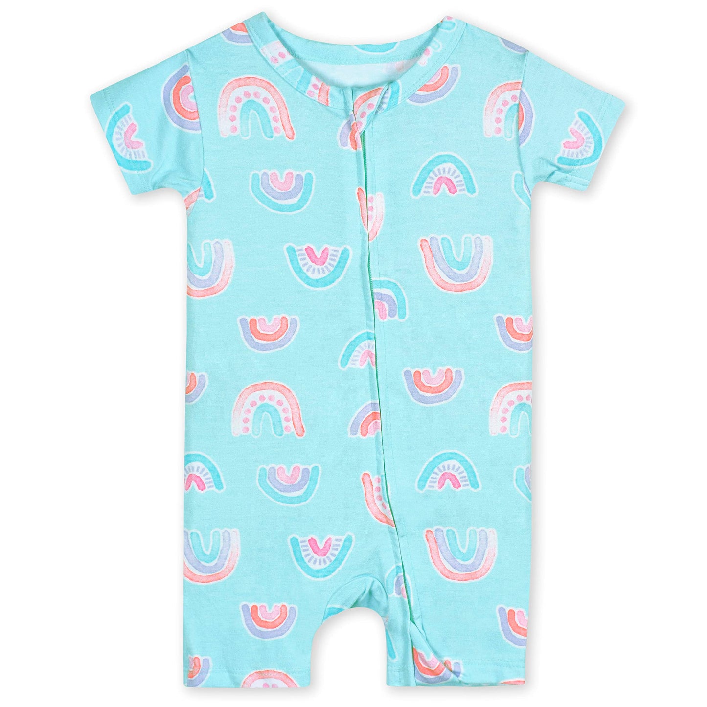 Gerber Unisex Baby Buttery Soft Short Sleeve Romper With Viscose Made From Eucalyptus, Rainbow, 12 Months