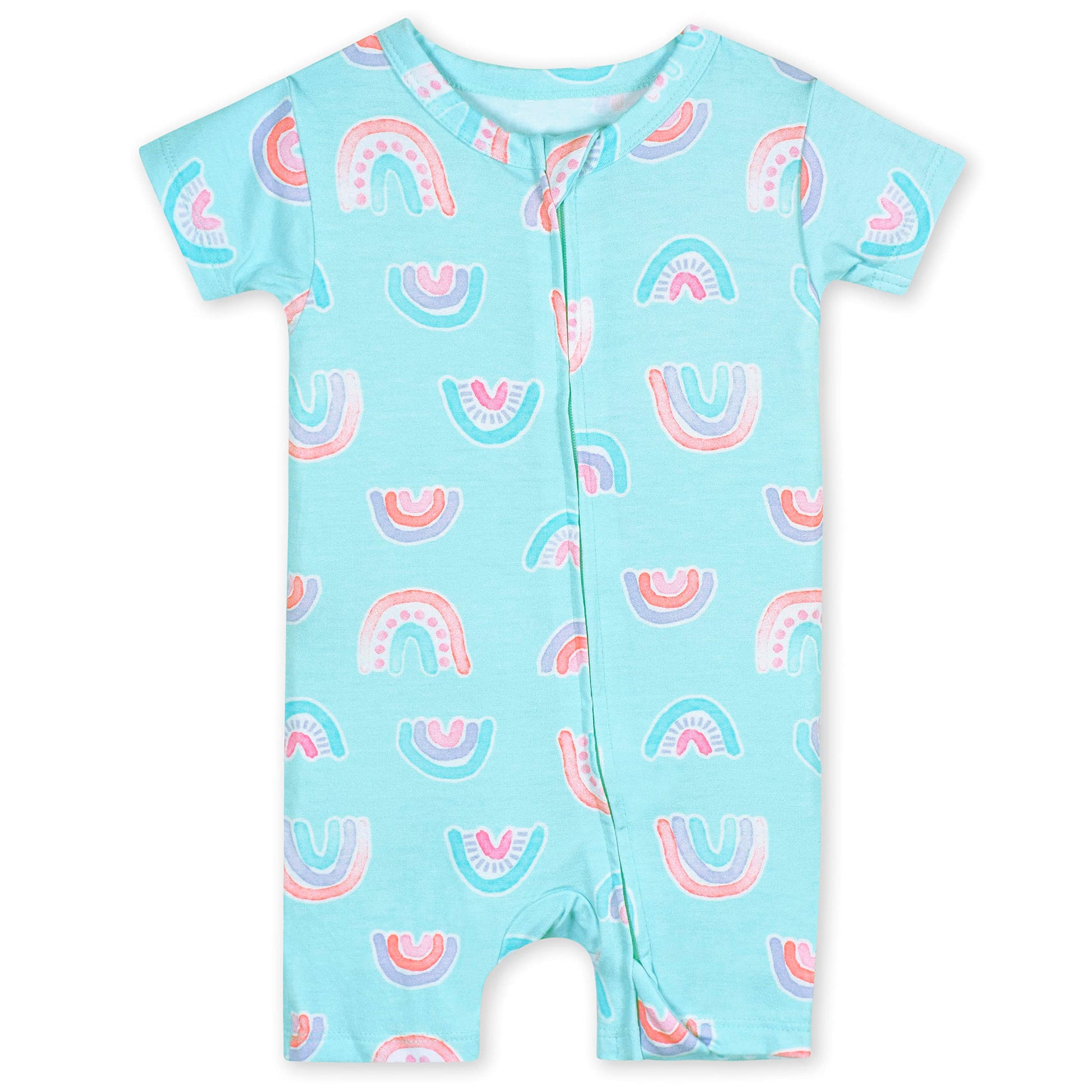 Gerber Unisex Baby Buttery Soft Short Sleeve Romper With Viscose Made From Eucalyptus, Rainbow, 12 Months