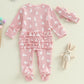 Ayalinggo Valentines Baby Girl Outfit Bowknot Heart Footie Romper Long Sleeve Onesie Newborn Christmas Clothes (Easter Bunny Pri