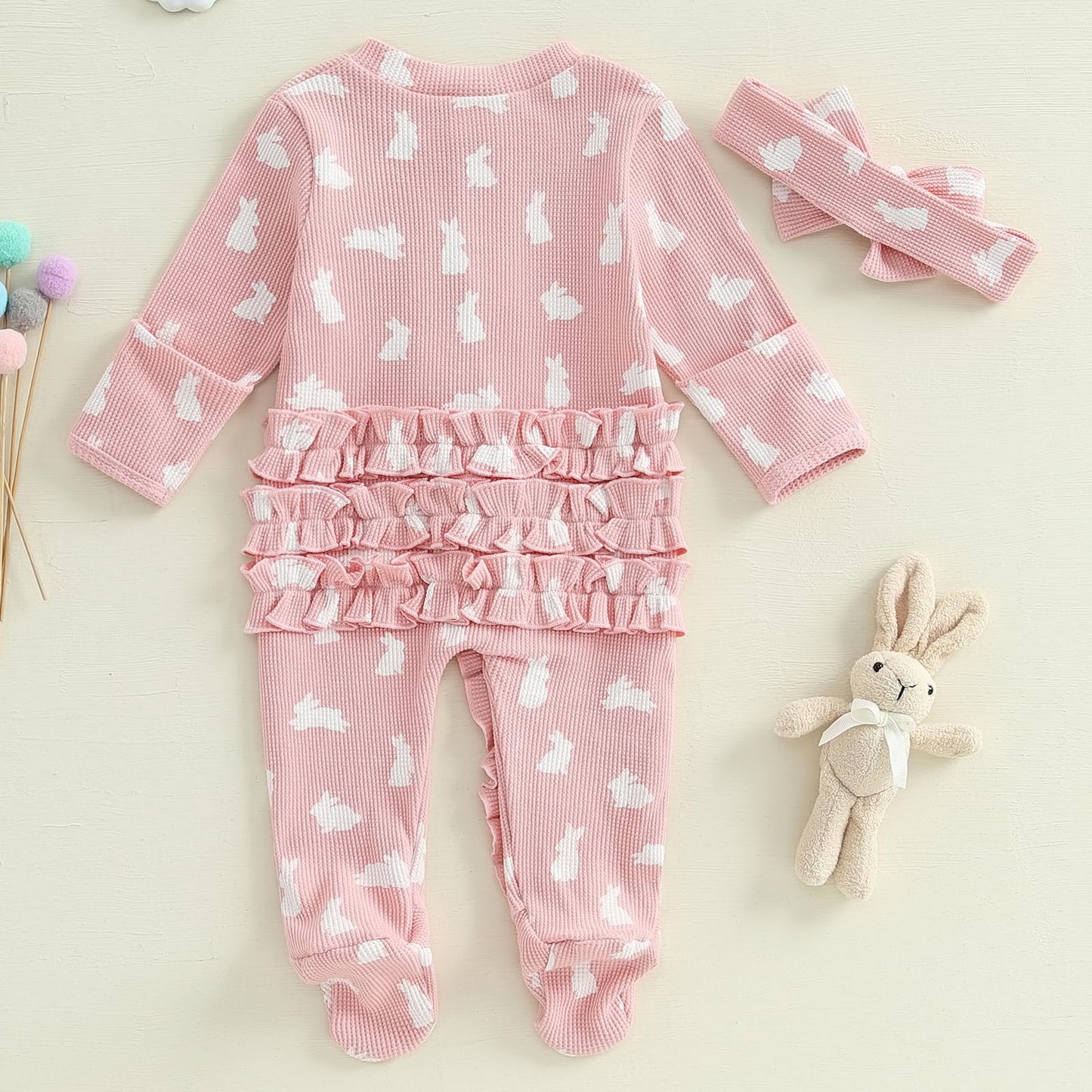 Ayalinggo Valentines Baby Girl Outfit Bowknot Heart Footie Romper Long Sleeve Onesie Newborn Christmas Clothes (Easter Bunny Pri