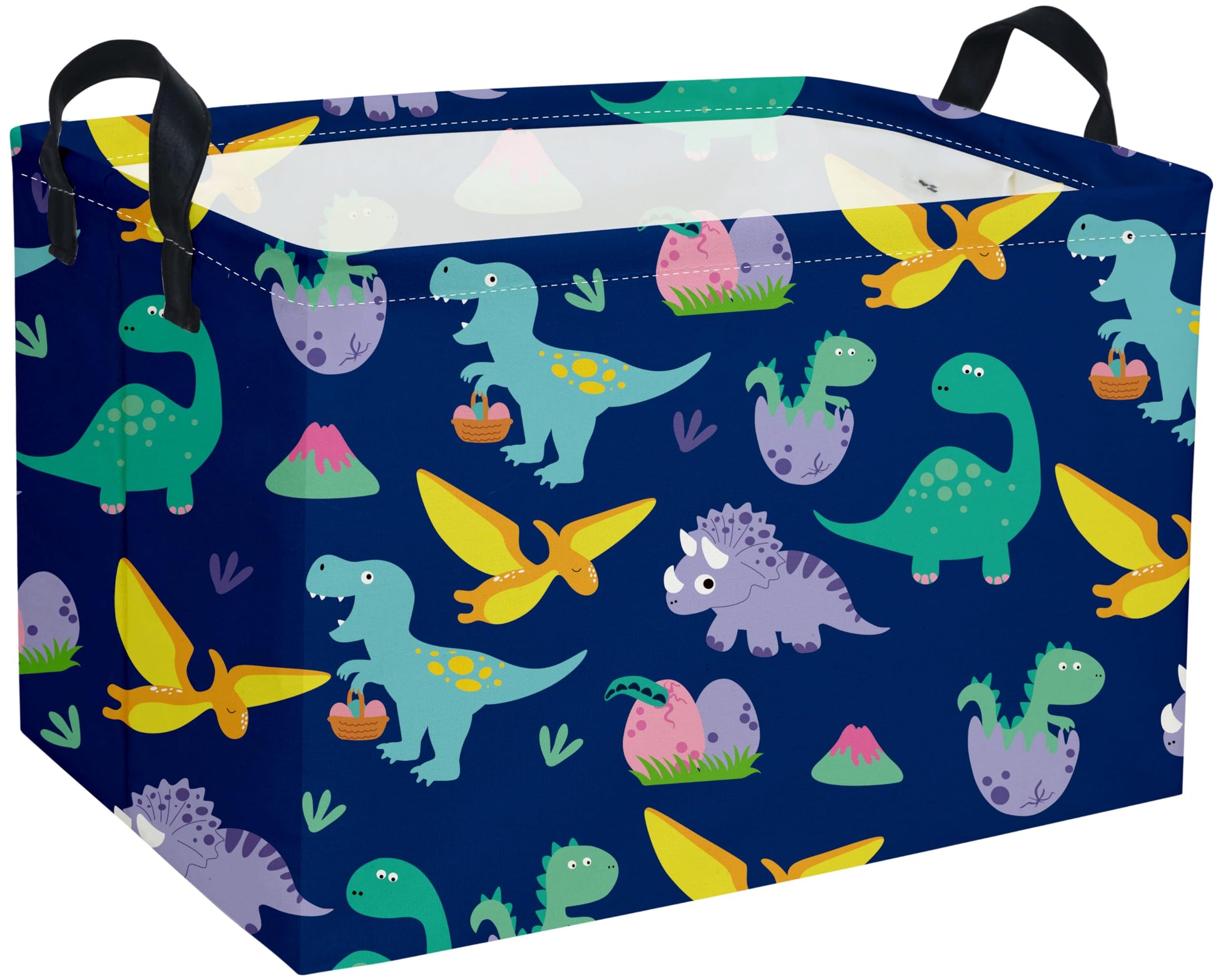 Sanjiaofen Rectangular Dinosaur Basket,Kids Basket.Dinosaur Baskets For Boys, Cute Basket With Handles.Space Basket,Toys Box,Boo