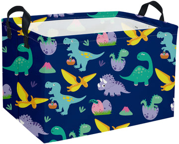 Sanjiaofen Rectangular Dinosaur Basket,Kids Basket.Dinosaur Baskets For Boys, Cute Basket With Handles.Space Basket,Toys Box,Boo
