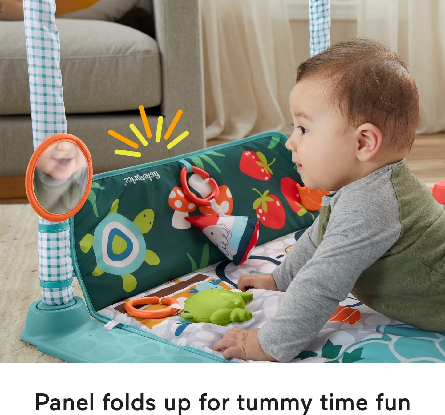 Fisher-Price Baby Playmat 3-In-1 Crawl & Play Activity Gym, Cottage Theme With Tunnel & Developmental Toys For Newborns 0+ Month