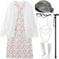 Ebytop Old Lady Costume For Kids Halloween 100Th Day Of School Girls Dress Up Granny Wig Grandma 100 Days Glasses Cane,1-Wh 8-10