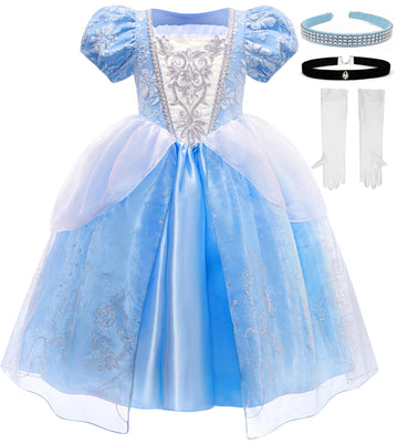Axaxa Cinderella Costume For Girls Cinderella Dress Princess Dresses For Girls With Accessories Set 4-7Y