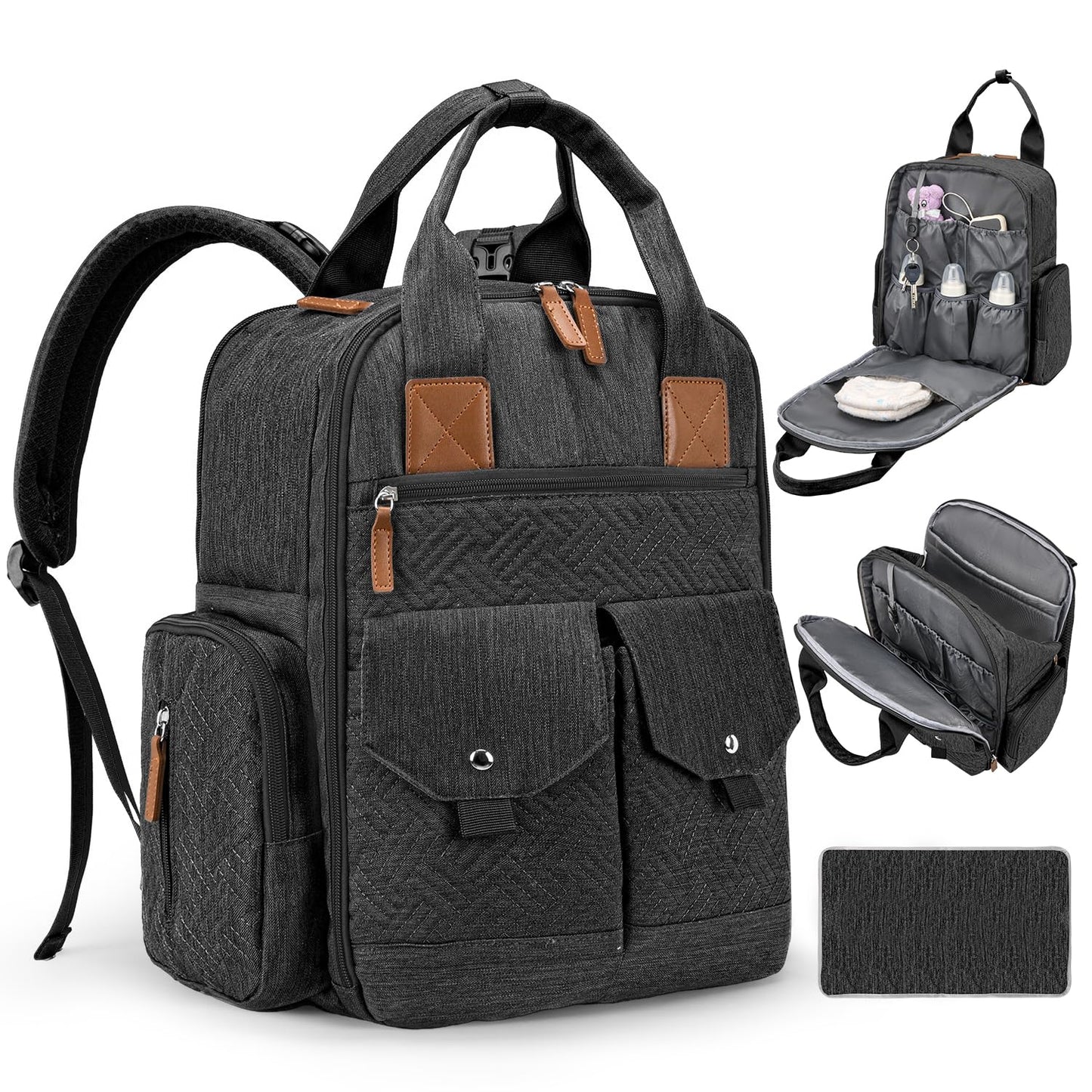 JSTPRO Diaper Bag Backpack - Large Diaper Bag with Portable Changing Pad as Baby Shower Gifts, Lightweight Waterproof Unisex Tra