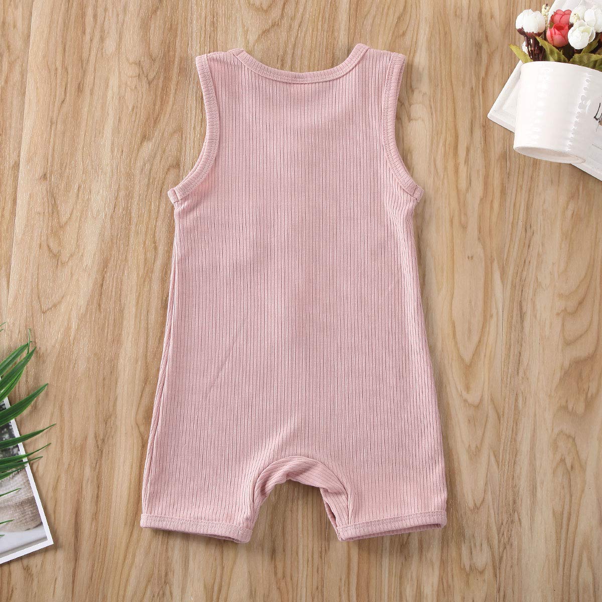 Iddolaka Newborn Summer Baby Boy Girl Romper Bodysuit Jumpsuit Playsuit One Piece Outfit Clothes (Pink, 6-12 Months)