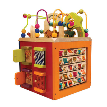 B. toys - Wooden Activity Cube - Activity Center - Educational Toys - Wooden Toys For Toddlers, Kids - 1 Year + - Zany Zoo