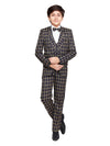 Jeetethnics Boys Black Checked Coat Suit Set With Waistcoat Shirt And Trousers (9083E)