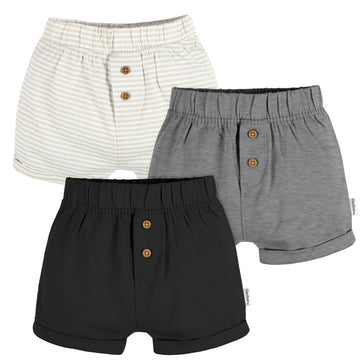 Gerber Baby 3-Pack Knit Shorts, Black