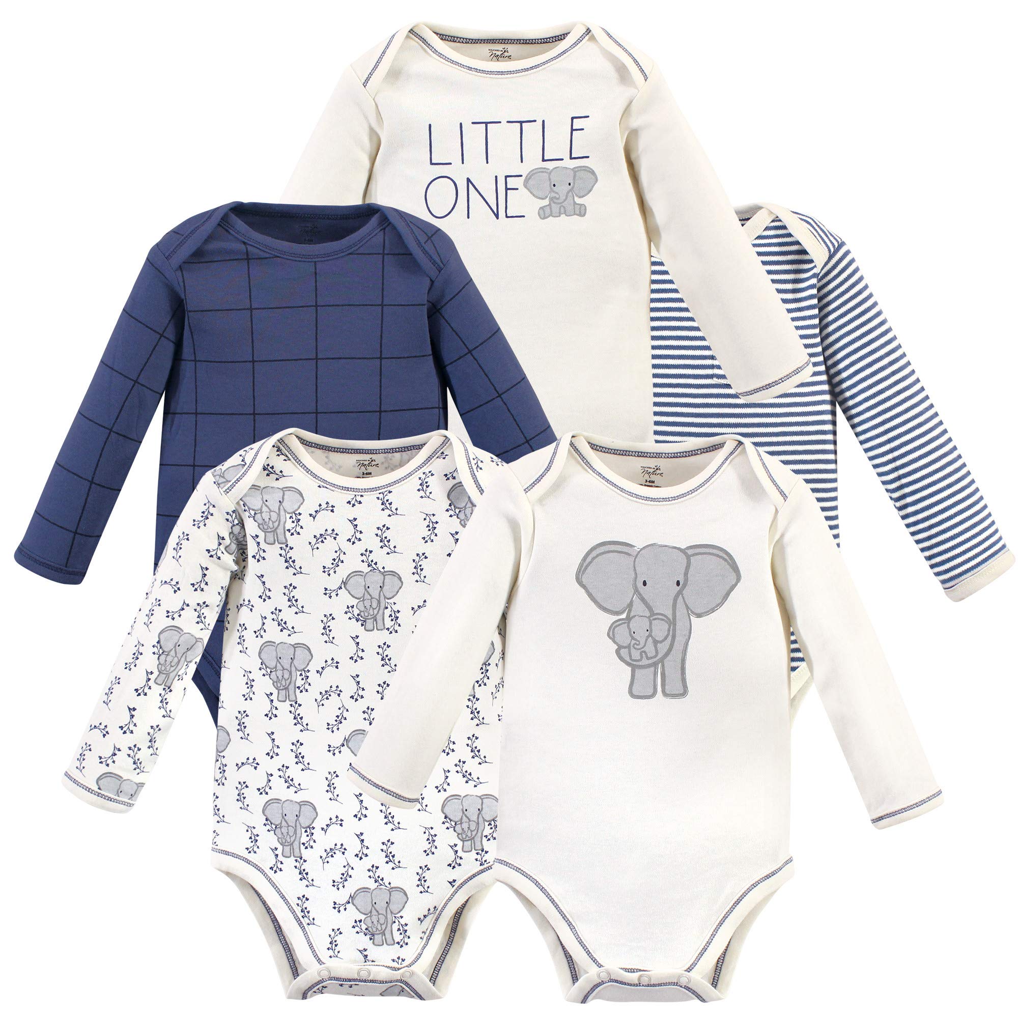 Touched By Nature Baby Organic Cotton Long-Sleeve Bodysuits, Blue Elep – Cutebab WBBAPB07ZSFRM1H