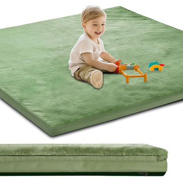 Separo Baby Play Mat For Floor,1.3' Thick Foam 50X50 Play Crawling Mat With Removable Washable Cover,Non Slip Soft Velvet Nurse