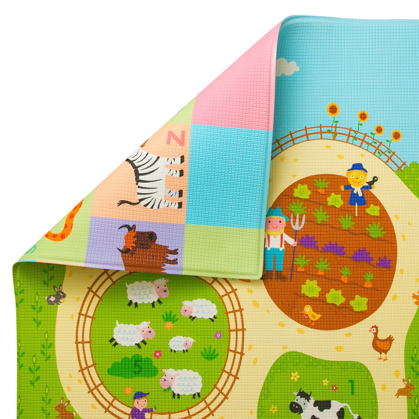 Baby Care Play Mat (Medium, Playful - Busy Farm) 73 X 49 Original One-Piece Reversible Rollable Waterproof Play Mat For Infants,