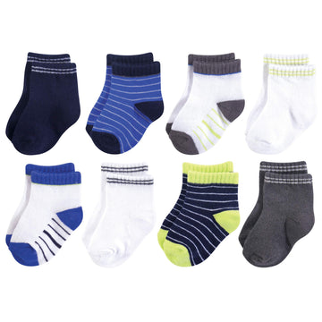 Hudson Baby Baby Boys Cotton Rich Newborn And Terry Casual Socks, Navy Charcoal, 12-24 Months Us