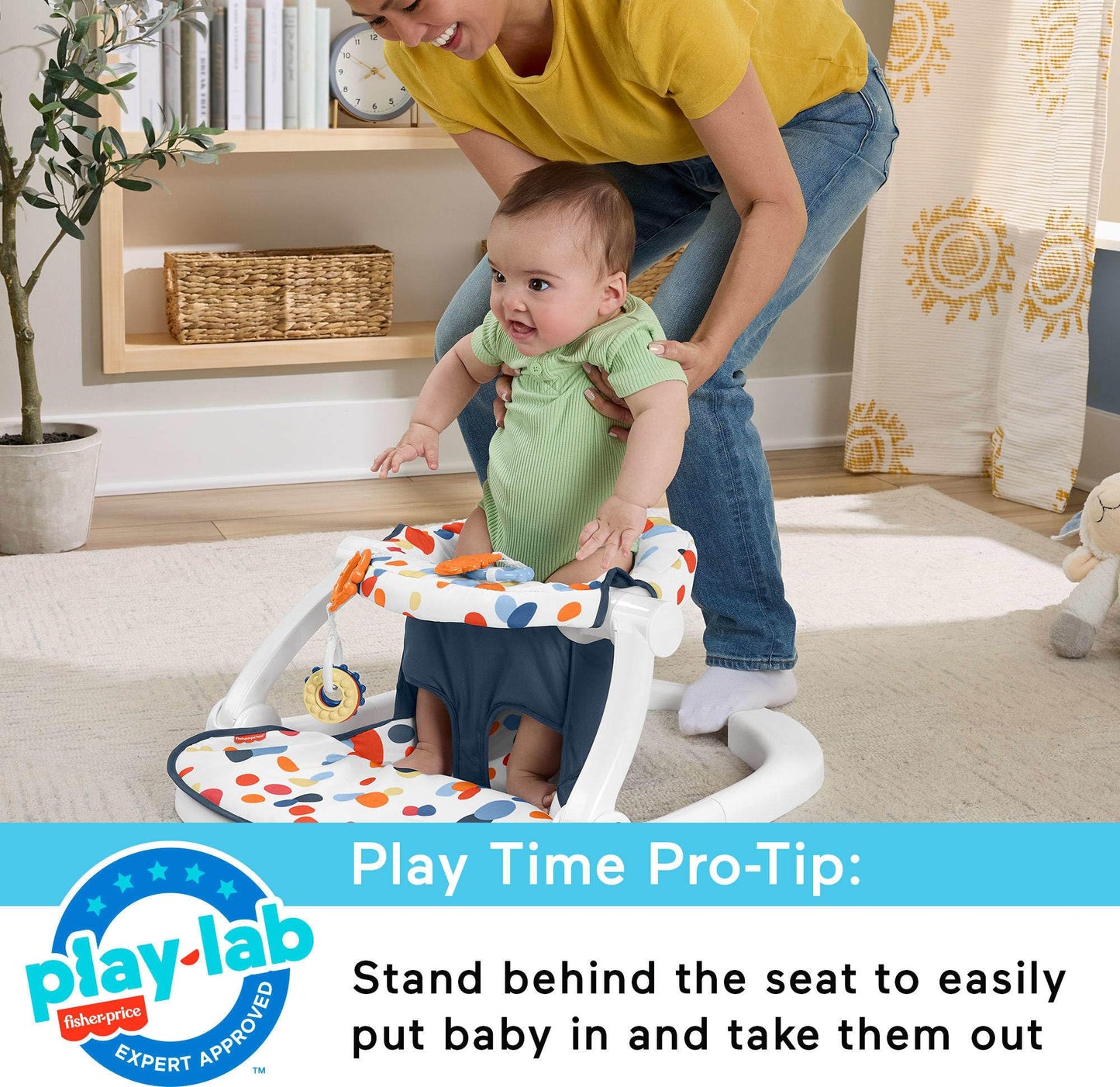 Fisher-Price Portable Baby Chair, Darling Dots Sit-Me-Up Floor Seat With Bpa-Free Teether & Clacker Newborn Developmental Toys