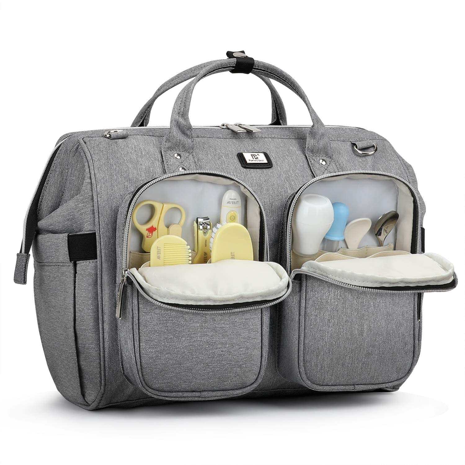 Diaper Bag Totes With Changing Pad & Stroller Straps, Large Portable Newborn Baby Bags, Unisex And Stylish Travel Diaper Backpac
