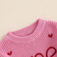 Beautooly First Birthday Outfit Baby Girl Boy Cute Letter Embroidery Warm Long Sleeve Oversized Sweater Infant Knitwear (Pink Va