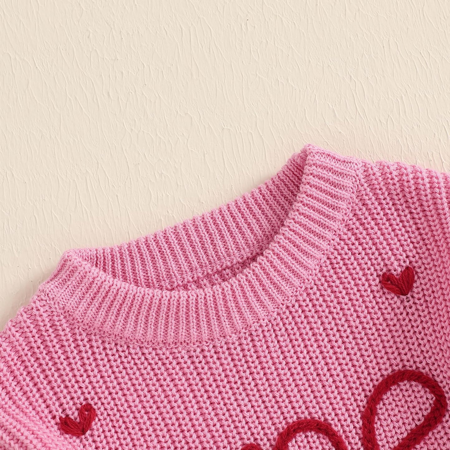 Beautooly First Birthday Outfit Baby Girl Boy Cute Letter Embroidery Warm Long Sleeve Oversized Sweater Infant Knitwear (Pink Va