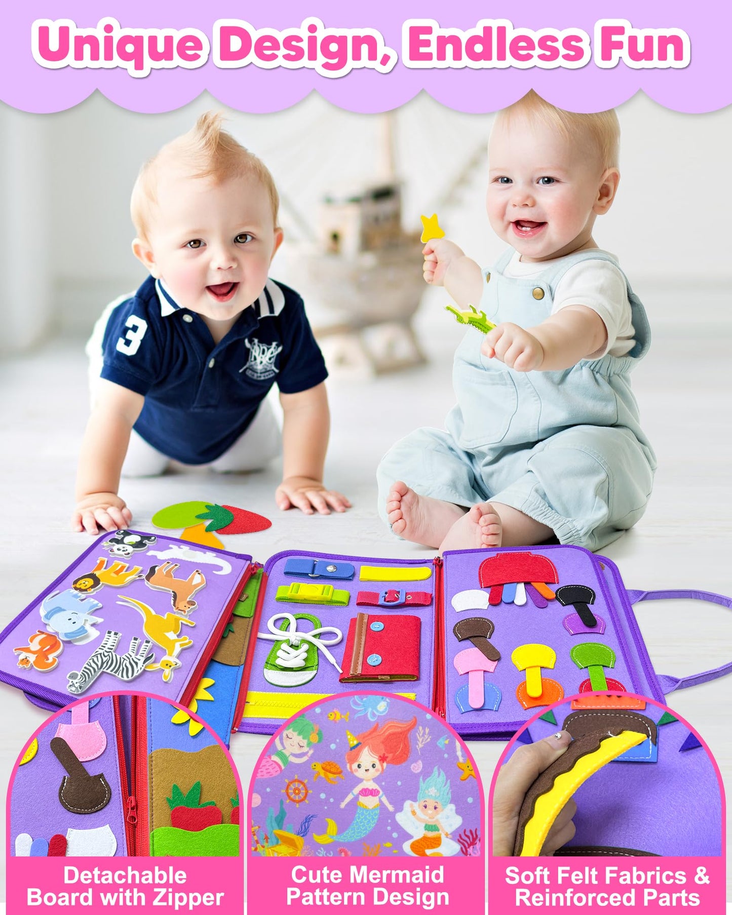 Exorany Busy Board Montessori Toys for Toddler Boy Girl Birthday Gifts, Busy Book Sensory Learning Toys for Toddlers, Toddler Ai